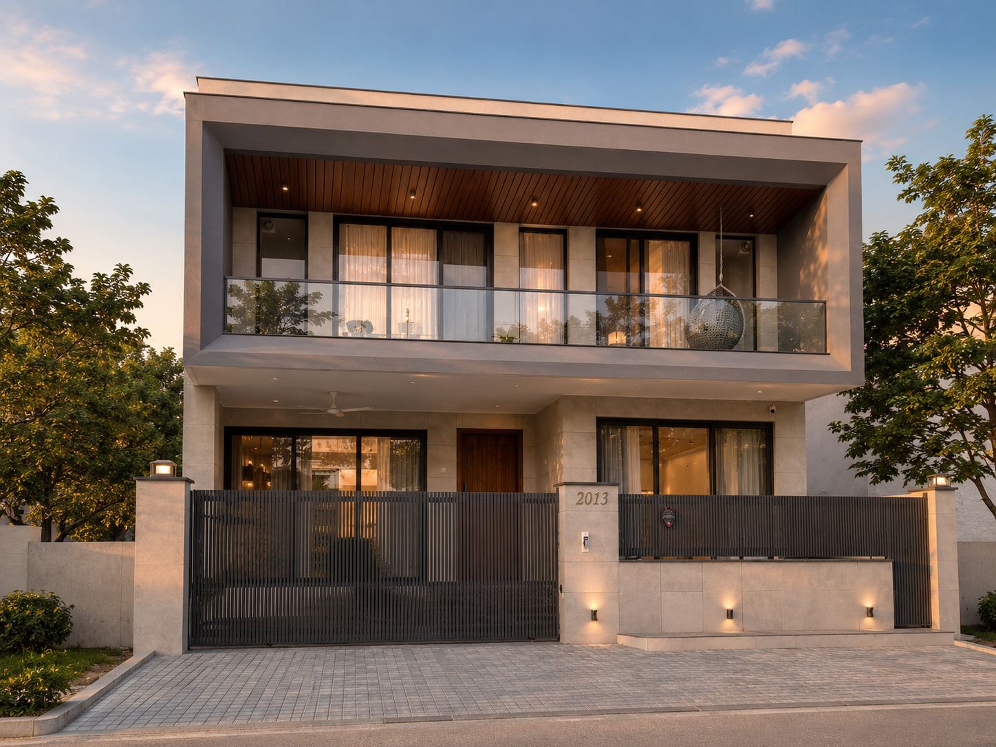 Residence 2013, Sector 89 Mohali — completed front elevation at dusk